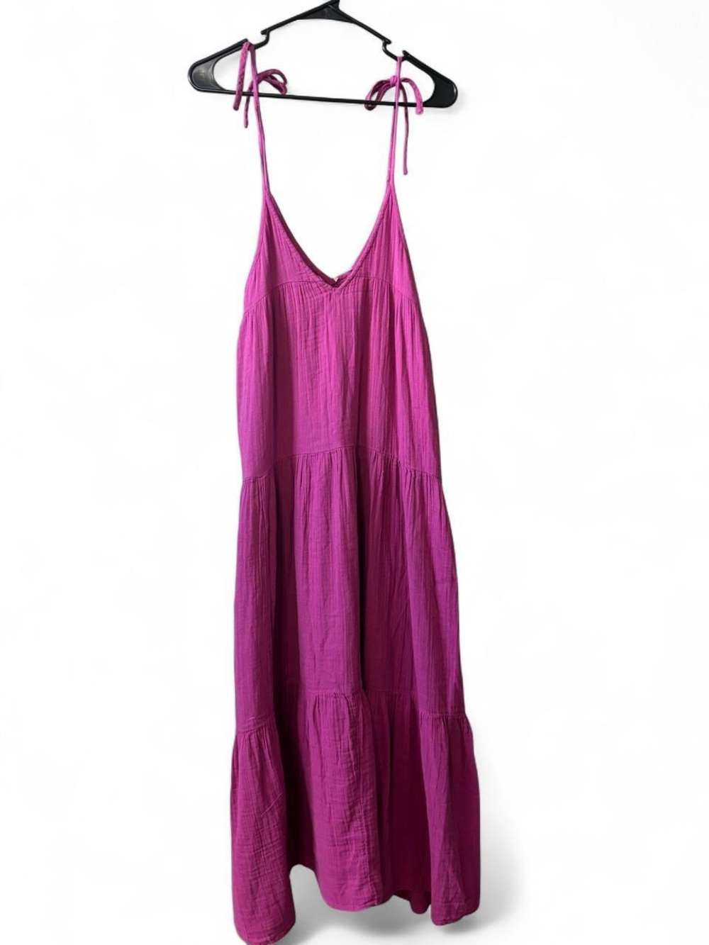 Natural Life Flowy Tie-Shoulder Maxi Dress in Fuchsia